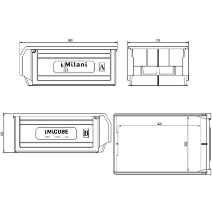 IMILANI CONTENITORE IN PLASTICA COMPAT COLORE GRIGIO SCURO