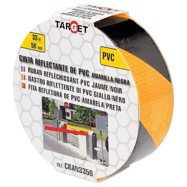 TARGET NASTRO PRISMATICO RIFLETTENTE IN PVC MM50X33MT GIALLO/NERO