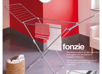 JUMBO STENDIBIANCHERIA A CAVALLETTO MOD. FONZIE IN ACCIAIO VERNICIATO