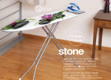 JUMBO ASSE DA STIRO MOD. STONE IN ACCIAIO CM.38X120