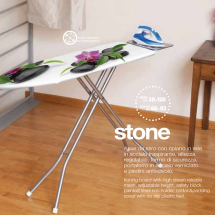 JUMBO ASSE DA STIRO MOD. STONE IN ACCIAIO CM.38X120