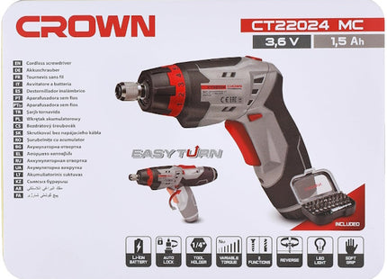 CROWN AVVITATORE A BATTERIA DA 3,6V 1,5AH + KIT INSERTI ART. CT22024 MC