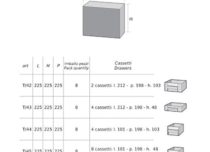 MOBIL PLASTIC CASSETTIERA MOD. C-MIDI T45 TRASPARENTE 8 CASSETTI