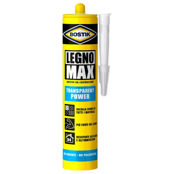 UHU BOSTIK LEGNO MAX TRANSPARENT POWER COLLA LEGNO CL.D4 CARTUCCIA GR380
