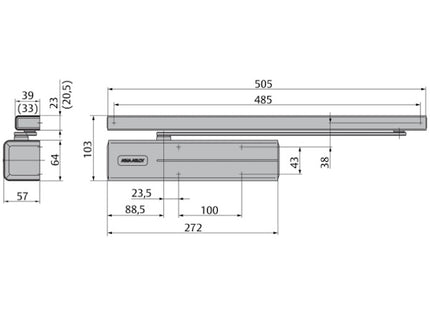 ASSA ABLOY CHIUDIPORTA AEREO SERIE DC700 ARGENTO EV1