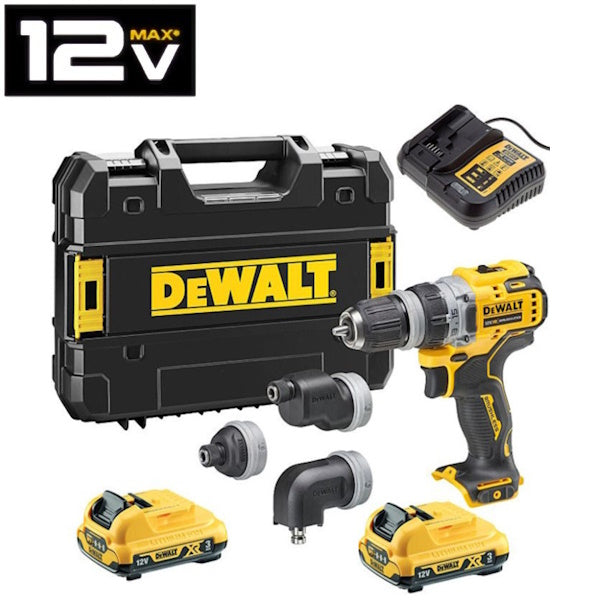 DEWALT TRAPANO AVVITATORE MULTITESTA A BATTERIA 12V 3,0AH DCD703L2T-QW