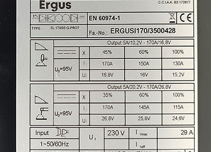 ERGUS SALDATRICE INVERTER MOD. ADV SERIES SL 170/35 G-PROT 170A
