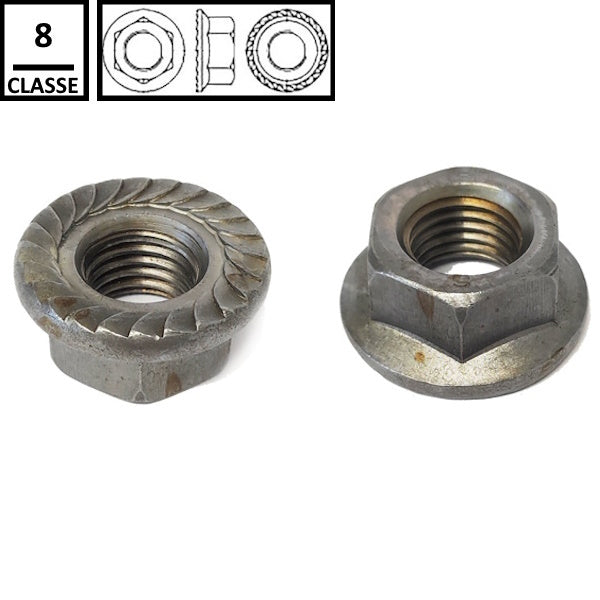 DADO ESAGONALE CON FLANGIA ZIGRINATA PASSO GROSSO GREZZO DIN 6923 M16