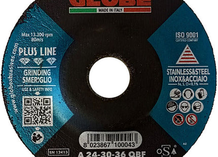 GLOBE DISCO DA SBAVO A CENTRO DEPRESSO PER INOX/ACCIAIO