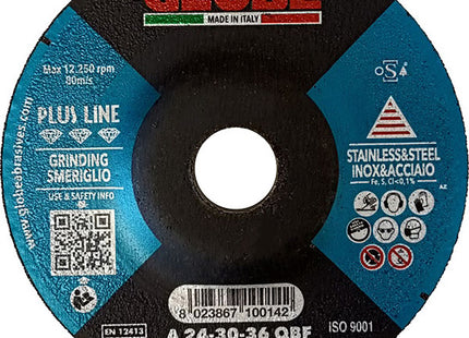 GLOBE DISCO DA SBAVO A CENTRO DEPRESSO PER INOX/ACCIAIO