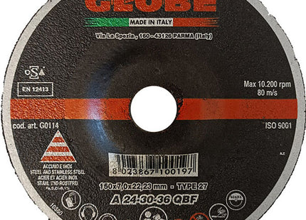 GLOBE DISCO DA SBAVO A CENTRO DEPRESSO PER INOX/ACCIAIO