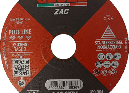 GLOBE DISCO DA TAGLIO PIANO PER INOX/ACCIAIO