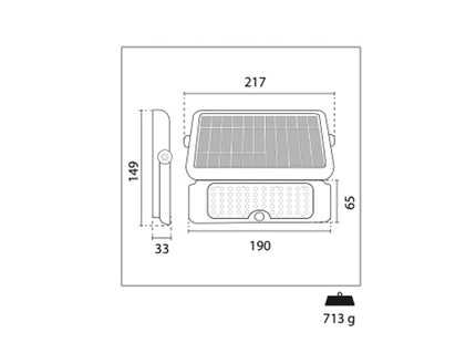 CENTURY PROIETTORE LED DVERSO SOLARE SLIM SENSOR 5W 4000K 500LM IP65