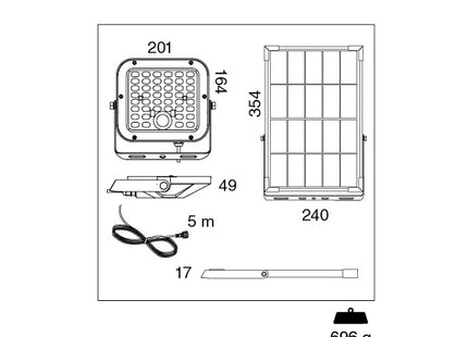 CENTURY PROIETTORE LED SOLARE ENERGY SENSOR 30W 4000K 4800LM IP65