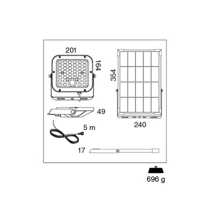 CENTURY PROIETTORE LED SOLARE ENERGY SENSOR 30W 4000K 4800LM IP65