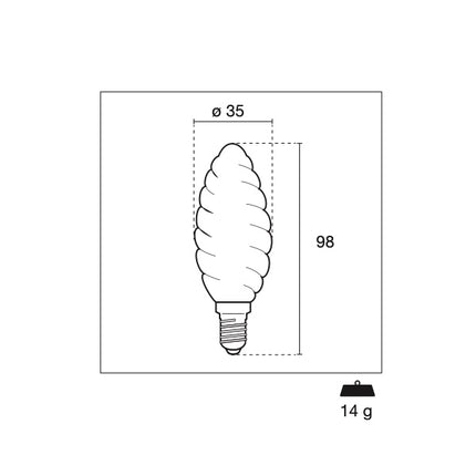 CENTURY LAMPADINA LED INCANTO TORTIGLIONE SATEN 230V 4W E14 3000K 470LM