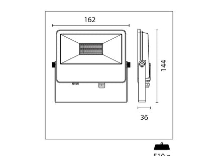 CENTURY PROIETTORE LED PORTEO 230V 20W TRICOLOR 2710LM IP65 BIANCO