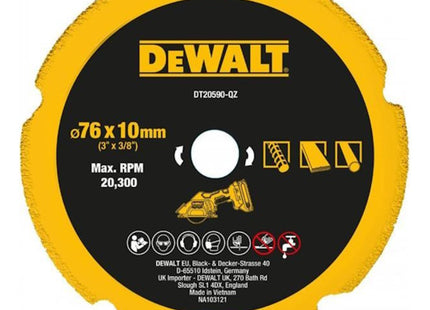 DEWALT DISCO DA TAGLIO DIAMANTATO MULTIMATERIALE D.MM 76X1,6X10,0