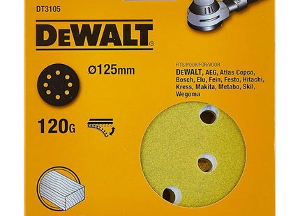DEWALT DISCHI VELCRATI IN CARTA ABRASIVA D.MM125 8 FORI CONF.DA PZ10