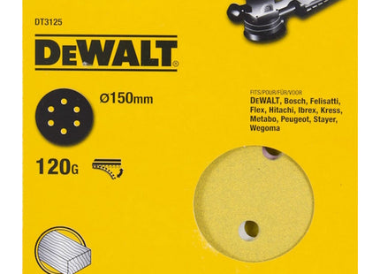 DEWALT DISCHI VELCRATI IN CARTA ABRASIVA D.MM150 6 FORI CONF.DA PZ10