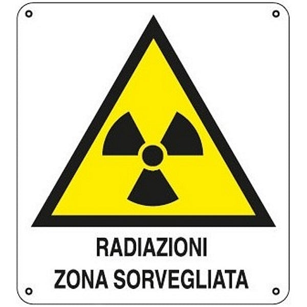 SEGNALE RADIAZIONI ZONA SORVEGLIATA IN ALLUMINIO MM500X350