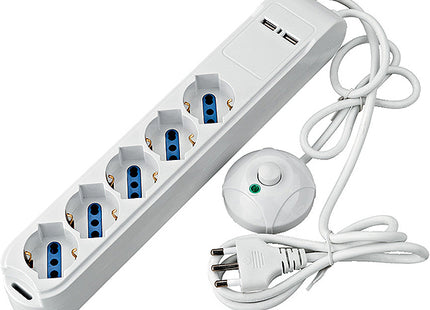 ELETTROCANALI MULTIPRESA 5 PRESE CON INTERRUTTORE A PEDALE CAVO DA MT1,5