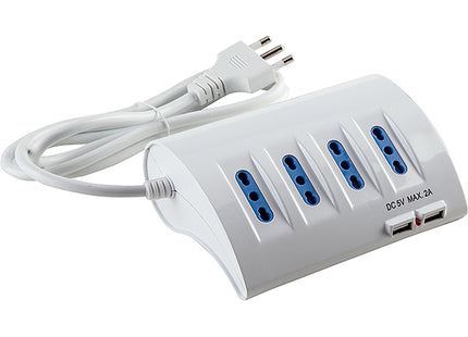 ELETTROCANALI MULTIPRESA DA TAVOLO 5 PRESE CAVO MT2 E SPINA 16A BIANCO