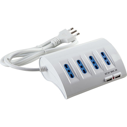 ELETTROCANALI MULTIPRESA DA TAVOLO 5 PRESE CAVO MT2 E SPINA 16A BIANCO