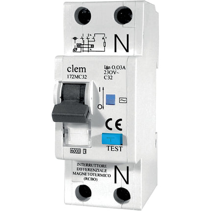ELETTROCANALI INTERRUTTORE MAGNETOTERMICO/DIFFERENZIALE 1P+N 2 MODULI