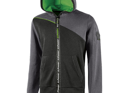 U-POWER FELPA CON CAPPUCCIO JUPITER COLORE ASPHALT GREY