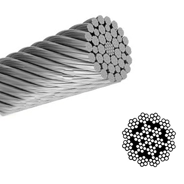 FUNE IN ACCIAIO ZINCATO A 133 FILI (TIPO 19X7) ANTIGIRO