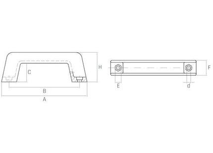 GAMM MANIGLIA A PONTE MOD. MP/132 A INTERASSE FORI MM132