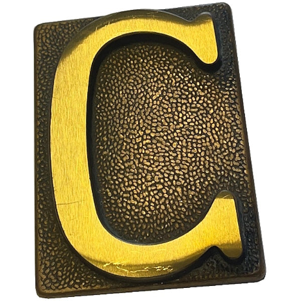 SILMEC LETTERA CIVICA "C" IN OTTONE ANTICO MM60X80 PER PLACCA