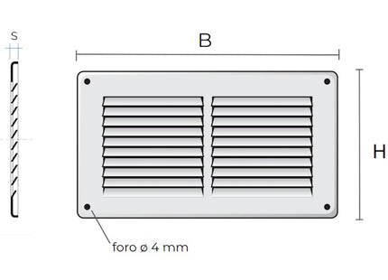 LA VENTILAZIONE GRIGLIA METALLO DA SOVRAPPORRE MM240X140 BIANCO
