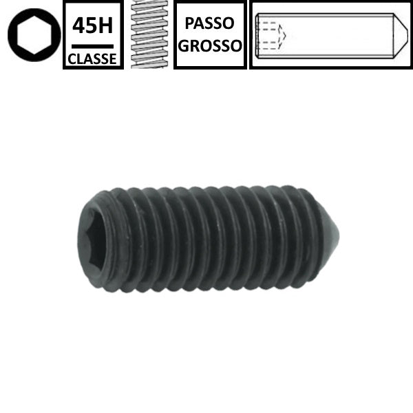 GRANI PUNTA CONICA ESAGONO INCASSATO IN ACCIAIO GREZZO UNI 5927