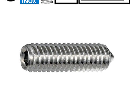 GRANI PUNTA CONICA ESAGONO INCASSATO ACCIAIO INOX A2 UNI 5927