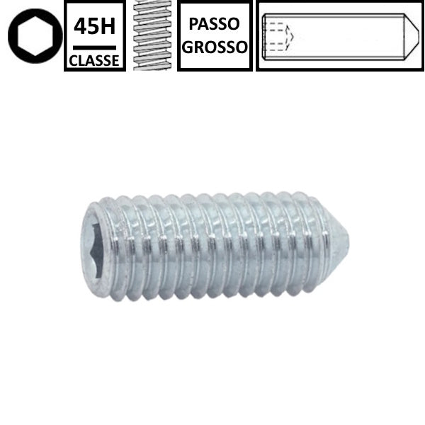 GRANI PUNTA CONICA ESAGONO INCASSATO IN ACCIAIO ZINCATO UNI 5927