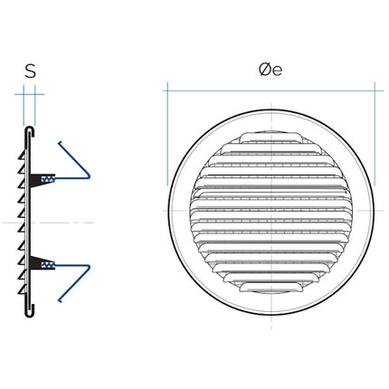 LA VENTILAZIONE GRIGLIA RAME TONDA CON MOLLE D.MM150