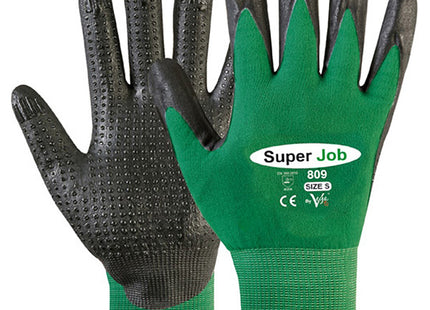 GUANTI MOD. 809 PUNTINATO IN PVC COLORE VERDE/NERO