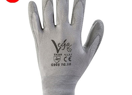 GUANTI BOX MOD. 905 NYLON E POLIURETANO GRIGIO CONF.DA 12 PAIA