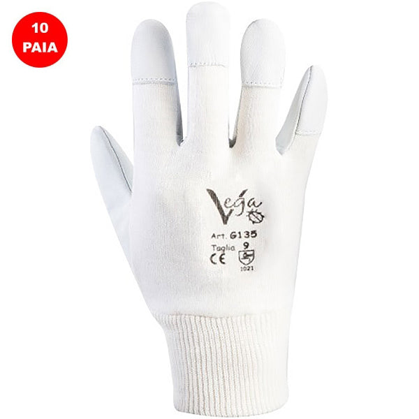 GUANTI BOX IN MAGLIA E CAPRETTO BIANCO/GRIGIO CONF.DA 10 PAIA