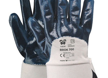 GUANTI MOD. BROK 700 IN JERSEY E NBR COLORE BIANCO/BLU