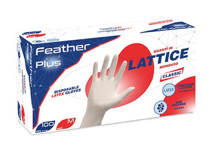 GUANTI REFLEXX MOD. FEATHER PLUS IN LATTICE BIANCO TGS CONF.DA PZ.100*