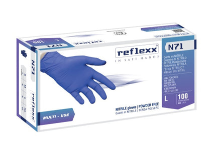 GUANTI REFLEXX MOD. N71 IN NITRILE COLORE BLU CONF.DA PZ.100