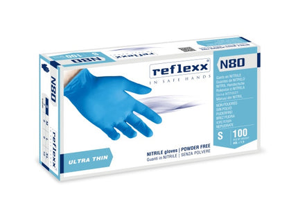 GUANTI REFLEXX MOD. N80B IN NITRILE COLORE BLU CONF.DA PZ.100
