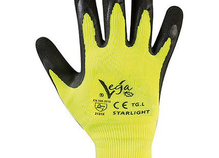 GUANTI MOD. STARLIGHT IN NYLON E LATTICE COLORE GIALLO FLUO/NERO