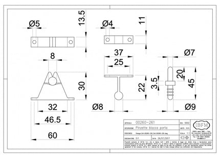 IBFM PINZETTA BLOCCA PORTA CON INCONTRO A AVVITARE ART.261