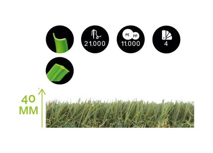 Prato Sintetico VISA Garden - Modello MARKEN 40MM Premium