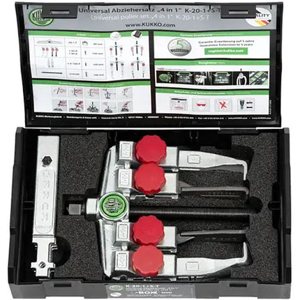 KUKKO SET ESTRATTORI UNIVERSALI A 2 BRACCI CON PROLUNGHE IN CASSETTA