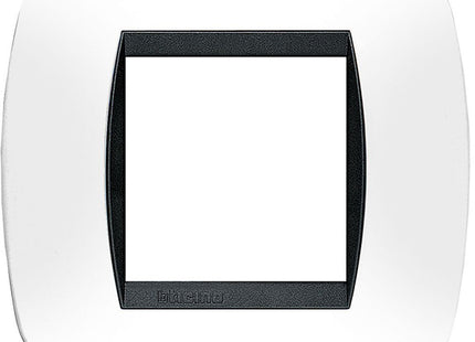 BTICINO LIVINGLIGHT PLACCA 2 POSTI COLORE BIANCO CORNICE NERA